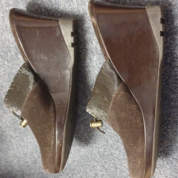 VIA SPIGA Brown Suede Mule Slip On Clog Wedges 9 - Picture 4 of 6